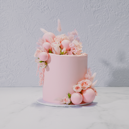 Picture of Floral Spheres Cake with Rough Edges
