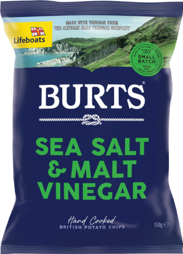 Picture of Burts Hand Cooked Potato Chips | Sea Salt & Malt Vinegar | 150g