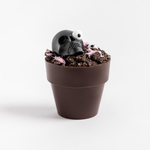 Picture of Dark Chocolate Skull Flowerpot | Halloween