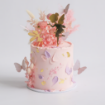 Picture of Buttercream Cake | Pink Painted with Butterflies