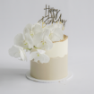 Picture of Buttercream Cake | Rough Edges Two Tone White & Beige With Orchids 